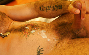 Tattooed hunk jacking off dick by ManAvenue image 12
