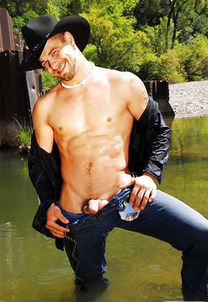 Billy The Kid jerking off outdoors
