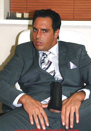 Feeling horny in his brand new fitted suit, Marcello tries out a fleshlight by With Marcello image 7