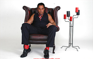 Hunky Marcello spreads his legs open and plays with his big cock