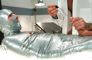 A private endures a brutal Army physical including mummification, E-Stim to cock and ass, whipping while in rope bondage and a brutal suspension fuck. by Bound Gods image 4