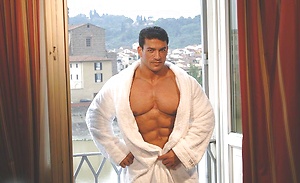 Tarek posing outdoors by Muscle Gallery image 5