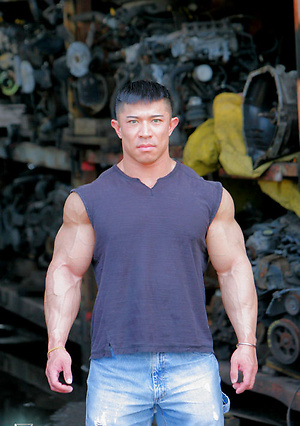 Muscled asian man Daryl Gee posing by Muscle Gallery image 1