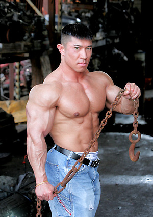 Muscled asian man Daryl Gee posing by Muscle Gallery image 2
