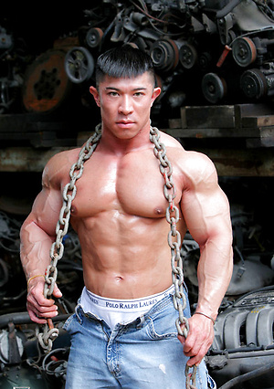 Muscled asian man Daryl Gee posing by Muscle Gallery image 6