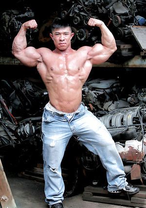 Muscled asian man Daryl Gee posing by Muscle Gallery image 8
