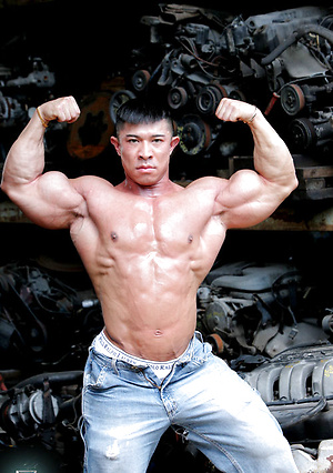 Muscled asian man Daryl Gee posing by Muscle Gallery image 9