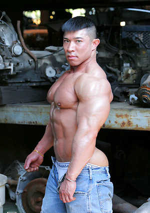 Muscled asian man Daryl Gee posing by Muscle Gallery image 12