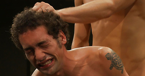 Phillip Aubrey and DJ slam each other around the mat to see who gets fucked hard.