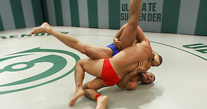 Smooth muscle stud Leo Forte fights and fucks hairy muscle stud Alessio Romero. by Naked Kombat image 1