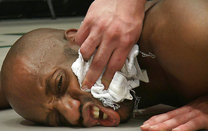 Two big-dicked muscle gods tear it up on the mat and then fuck it out by Naked Kombat image 9