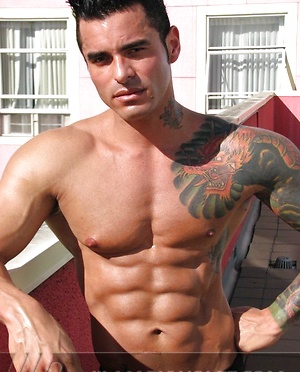 Jock poses outside and jerks off on bed by Mark Wolff image 3