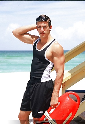 Sexy Zack Johnathan shows off his body on the beach