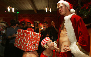 Brian Bonds gets gang banged and bukkake during an Xmas party.