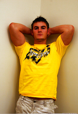 Muscled stud Brenden working out and strokes dick by Nextdoor Male image 1