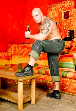 Tattooed bald muscle man Devil by Scary Fuckers image 6