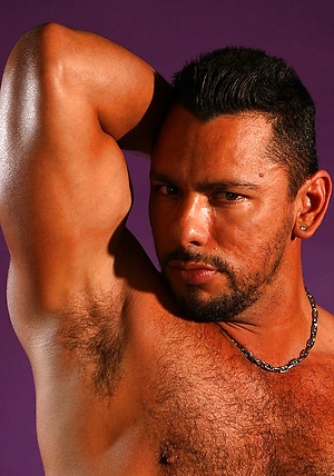 Rico shows his hairy muscled body