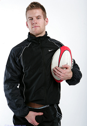 Rugby stud Jon Saunders shows off his new mesh jock-strap! by English Lads image 1