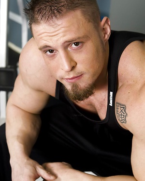 Hard bodied Brock pumps some iron by Randy Blue image 1