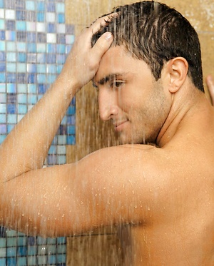 Ace DeCarlo and Nick Sterling start off with a hot, steamy shower and end up with Nick burying his face in Ace\\\'s ass and deepthroating his huge cock.
