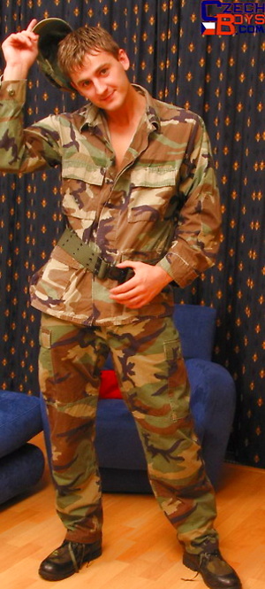 Czech soldier stripping and jerking off dick by Czech Boys image 6