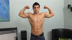Muscle latin stud strokes his dick by ChaosMen image 1