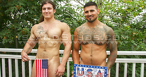 Jerking Bros! - Judah & Rigo are Back! Huge Bodybuilders Pose, Pump Iron, Show Holes, Stroke Together & Explode in Hot Duo Action!! by Island Studs image 7