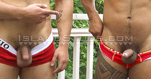 Jerking Bros! - Judah & Rigo are Back! Huge Bodybuilders Pose, Pump Iron, Show Holes, Stroke Together & Explode in Hot Duo Action!! by Island Studs image 16