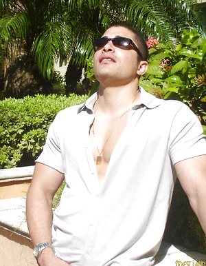 Beefy Gabriel posing outdoors