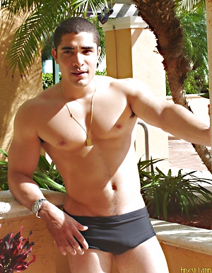 Beefy Gabriel posing outdoors by Finest Latin Men image 12