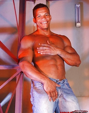 Hot black studs with bulges in all the right places.
