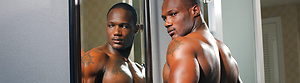 Bald ebony pro bodybuilder Leon Jacksons by Muscle Hunks image 1
