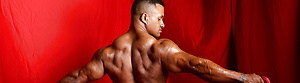 Devon Ford bodybuilder pro strokes his ebony cock by Muscle Hunks image 1
