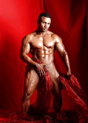 Devon Ford bodybuilder pro strokes his ebony cock by Muscle Hunks image 9