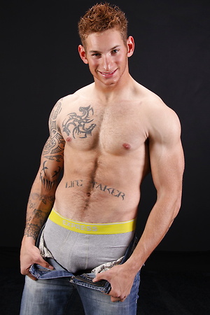 Tattooed stud Troy jacking off dick by ChaosMen image 4