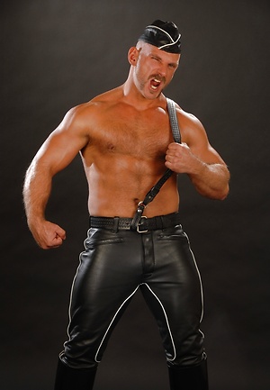 Samuel Colt in leather gear