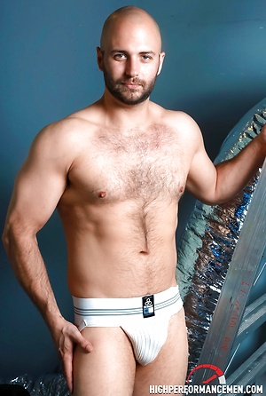 Bald hunk David Chase strokes his dick by High Perfomance Men image 1