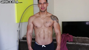 Buff Bodybuilder Mario Cortez Jerks His Uncut COCK by Gayhoopla image 10