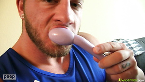 Beefy boy Merrill wanking off his dick by ChaosMen image 7