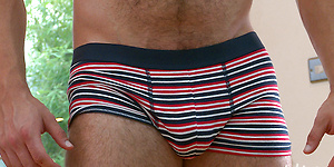 Muscular Young Pup Tom Strips & Shows off His Very Hairy Body, soon Covered in Cum!