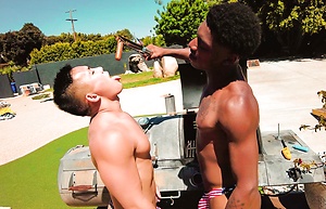 Amateur twinks blow and fuck each other's dicks in an interracial gay orgy by Nextdoor Buddies image 10